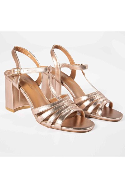 ANGEL BLUE Sandale elegante cu toc din piele ecologică CRL0146 CHAMPAGNE