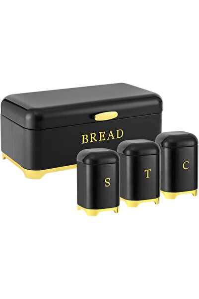 ARABIQO Metal Bread Box with Tea Coffee Sugar Canister Set, Bread Storage Bin...