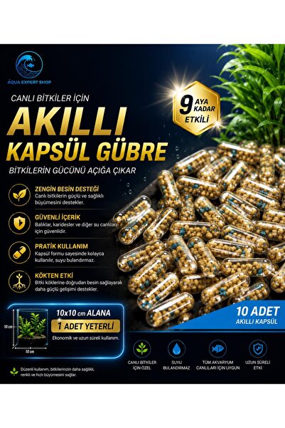 Aqua Expert Akvaryum Bitkileri İçin Akıllı Kapsül Gübre - Yeni Üretim - 10 Ad...