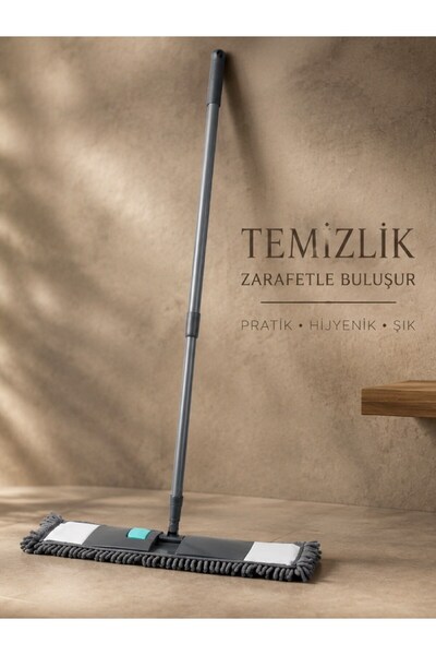 Vichy Mikrofiber Paspas Makarna Mop Seti Saplı Toz ve Islak Zemin Temizleme A...