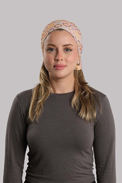 HÜRREM BONE Dark Beige Practical Ready-To-Wear Buff Bandana Sandy Geometric P...