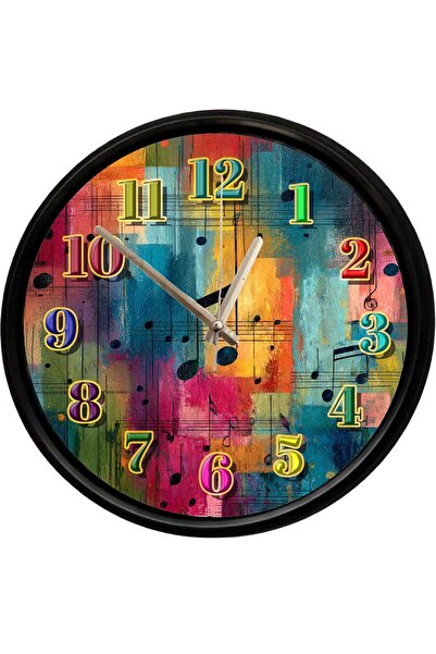 Caseras Abstract Music Notes Themed Decorative Wall Clock 28 cm Silent Mechanism