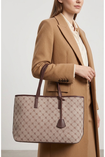 HezaJewelrry Mocha Monogram Omuz Çantası Kadın Kahverengi