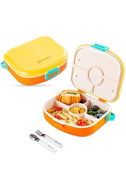 Hydrobrew Bento Lunch Box 4 Compartments with Spoon and Fork Set from Hydrobr...