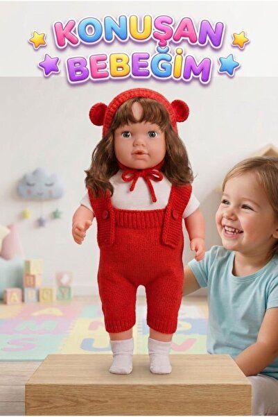 Tıfıl Toys Konuşan Bebeğim 60 cm Türkçe Konuşan Örgü Tulum ve Şapkalı Kafası ...