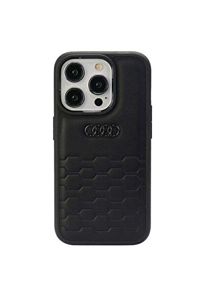 Audi Husă GT din piele ecologică pentru iPhone 15 Pro 6.1 ", Negru, Negru, Ri...
