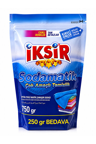 IKSIR Sodamatik Matik Çamaşır Sodası 750 gr Kireç Önleyici Çok Amaçlı Temizlik