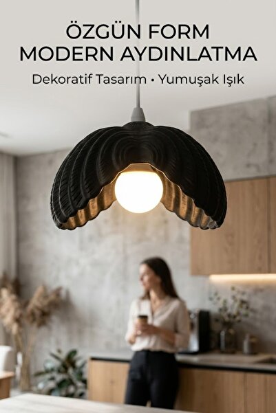 Oxyteez Organik Salon Plastik Ledli Sarkıt Avize Dekoratif Tavan Aydınlatması...