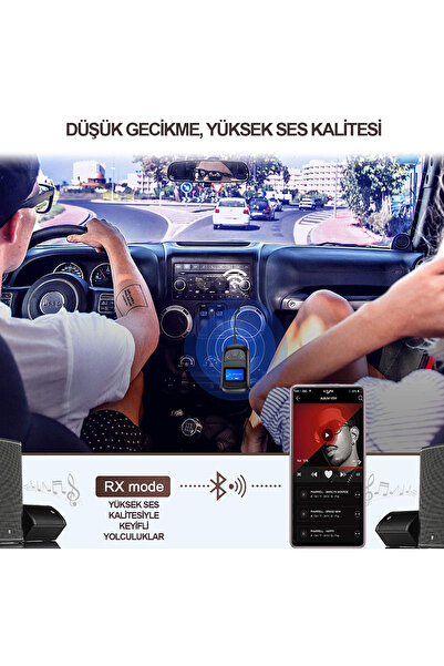 Qozie Bluetooth 5.0 Transmit Receive 2in1 Dijital Ekranlı Ses Alıcı Verici Aux Dönüştürücü Adaptör