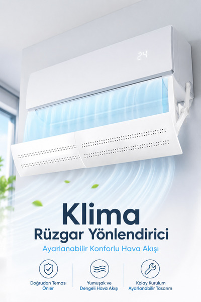 UmoTech Ayarlanabilir Delikli Klima Hava Yönlendirici 58-105 cm Rüzgar Önleyi...