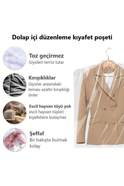 JokeyAmbalaj Gardırop İçi Askılık Yuvalı 50x70cm Kuru Temizleme - Dolap Içi Ş...
