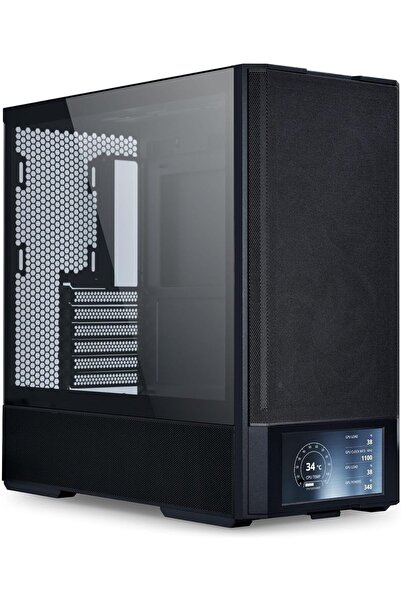 Lian Li علبة كمبيوتر 207 ميد تاور، ATX/mATX، شاشة LCD مقاس 6 بوصات، زجاج مقوى...