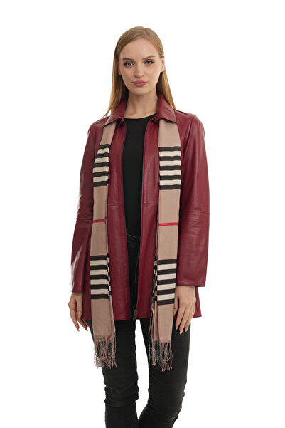 BUENO Red Pitikare Women's Leather Coat