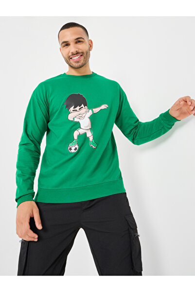 Styli Football Themed Front Graphic Regular Fit Sweatshirt