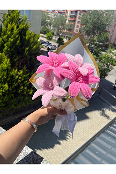 DUYGUNUN DÜKKANI El Yapımı Kadife Lilyum Buketi – Pembe Tonlar
