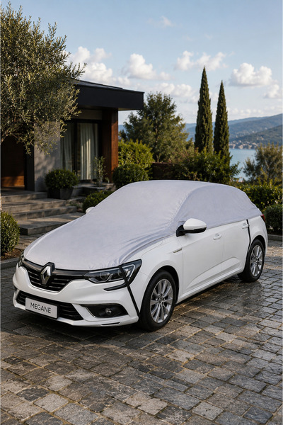 PARİONETTE Yarım Araç Brandası Ön Cam ve Tavan Koruma Örtüsü Su Geçirmez Sedan Hatchback SUV Uyumlu Gri