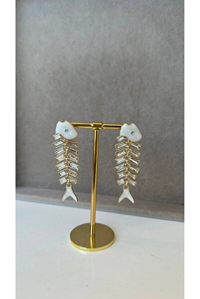 Gold Taşlı Balık Küpe