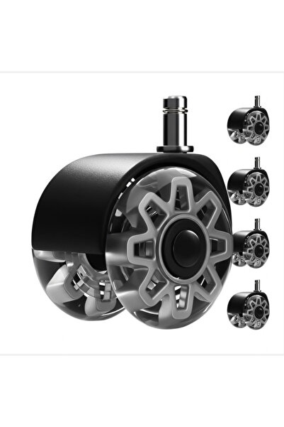 Ruhhy Set de 5 roți pivotante pentru scaun de birou Ruhhy, 2,5″ 11x22 mm, Gri