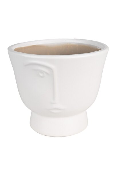 Clayre Ghiveci ceramic decorativ alb Ø 14x12 cm
