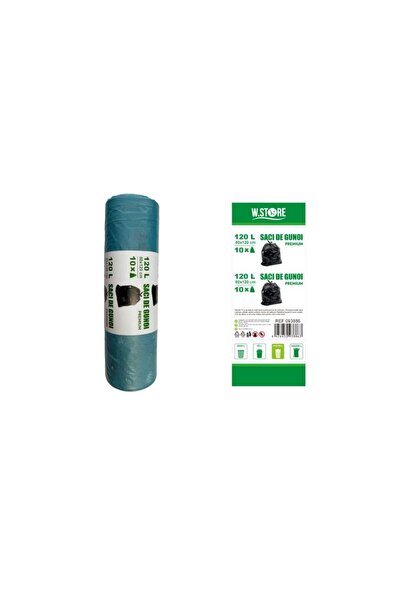 KMT Saci de Gunoi Albastri Premium, 120L, 80x120 cm, 10 bucăți/rolă, Rezisten...