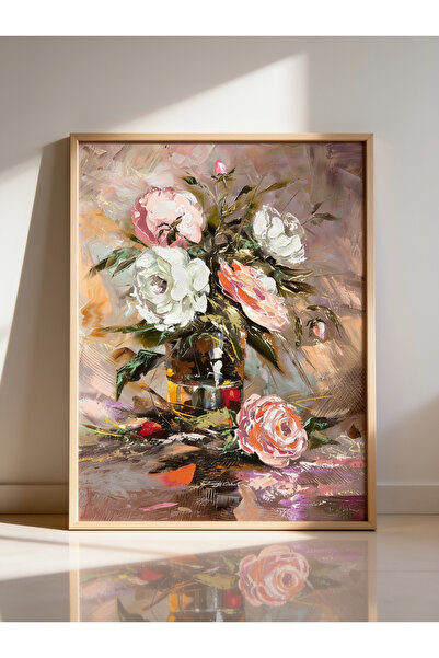 bestablo Aranjament floral abstract, tablou din lemn înrămat |   Decor pentru...