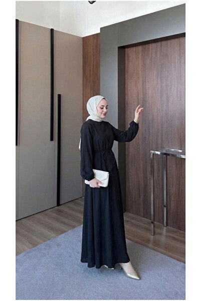 Asya Karen Shawl Collar Belted Long Dress