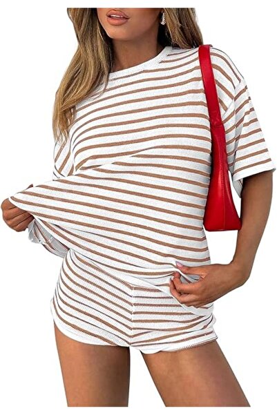 OEM Trening Dama format din Două Piese Set Pantaloni Scurți Tricou Alb-maroni...