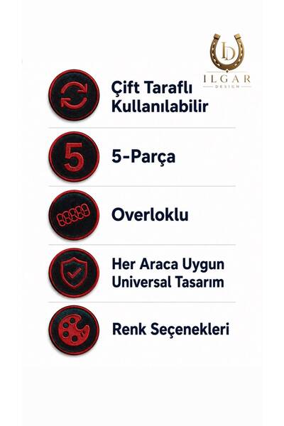 ILGAR DESIGN Fiat / Tofaş Uno Uyumlu 5 Parça Halı Paspas Seti Siyah Kenar Kırmızı Detaylı