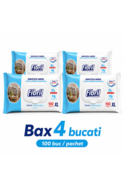 Fibril Bax 4 Pachete Servetele Umede pentru Suprafete, Otet Alb si Parfum de ...