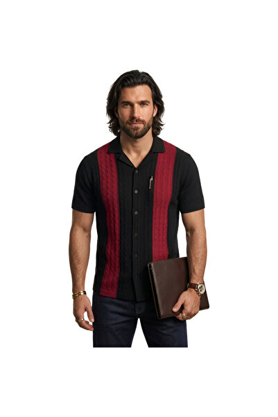 OEM Tricou Polo Bărbați Polówka Pulover Slim Fit Elegant Negru Roșu XL