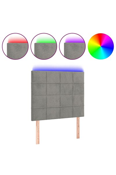 vidaxl Tăblie de pat cu LED, gri deschis, 100x5x118/128 cm, catifea