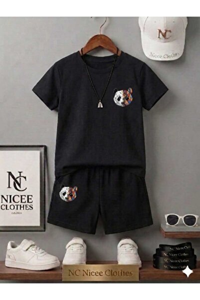 NC Nicee Clothes LETNJA DEČJA MAJICA I KRATKE HLAČE UNISEKS (MALA PANDA NA LE...