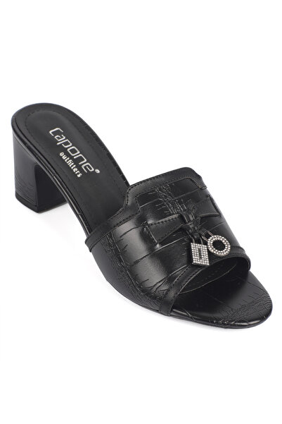Capone Outfitters Nady Medium Heeled Single Strap Women's Slippers with Stone...