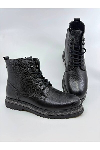 Papuccu Men's Leather Boots Black Floter
