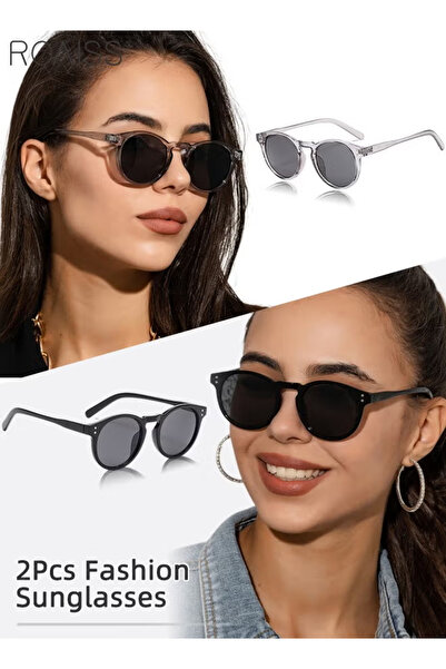 ROAISS 2Pcs Round Sunglasses for Men Women UV400 Protection Sun Glasses Fashi...