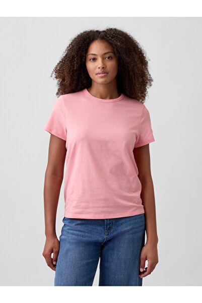 GAP Kadın Açık Pembe Favorite Bisiklet Yaka T-Shirt
