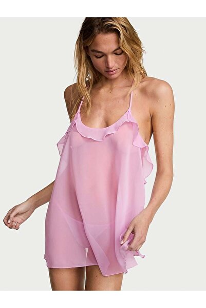 Victoria's Secret Watercolor İşlemeli Şifon Babydoll Takımı