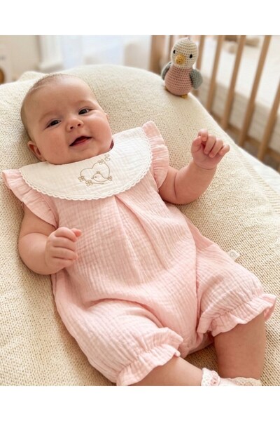 Ege Bebek Baby Girl Summer Clothes with Bird Embroidery Muslin 0-3-6-9 Months...
