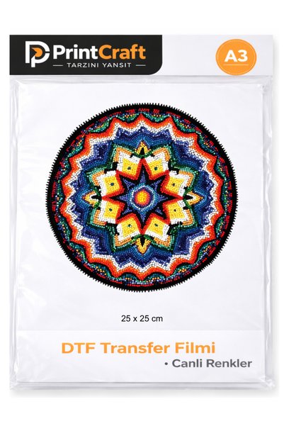 PRİNTCRAFT RENKLİ DÜŞLER ATÖLYESİ 25x25 cm Seramik Mandala Ütü ile Yapışan DT...