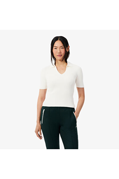 Lacoste Kadın Slim Fit Kısa Kollu Polo Yaka Beyaz Triko