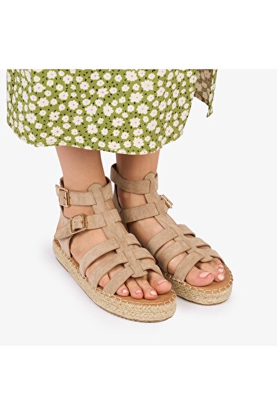 ANGEL BLUE SANDALE Dama DIN PIELE ECOLOGICA INTOARSA CRL1022 Culoare: khaki
