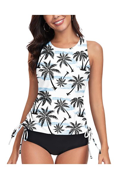 OEM Top tankini de damă, tip maiou de bikini, costum de baie cu bretele încru...