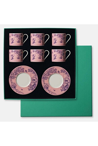 VİTELLİ Timeless Collection Pembe 12 Parça 6 Kişilik Çay Fincan Takımı 180 ml