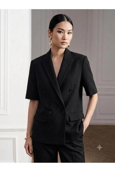MAESTRO WOMAN Women's Black Linen Ornamental Pocket Lined Straight Cut Short ...