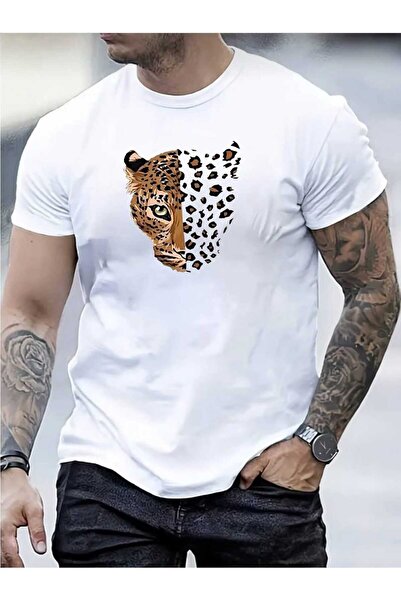 tkn your style Ανδρικό βαμβακερό μπλουζάκι με σχέδιο Lion Print