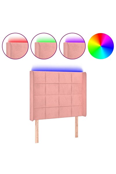 vidaxl Tăblie de pat cu LED, roz, 83x16x118/128 cm, catifea