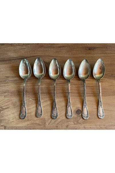 SANAT TACİRİ 6 Adet Antika Gümüş Kaplama Kaşık Etli Ağır Kaşık Seti Yemek Kaşığı