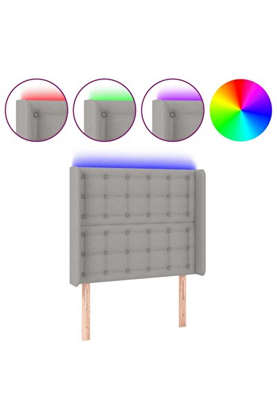 vidaxl Tăblie de pat cu LED, gri deschis, 83x16x118/128 cm, textil