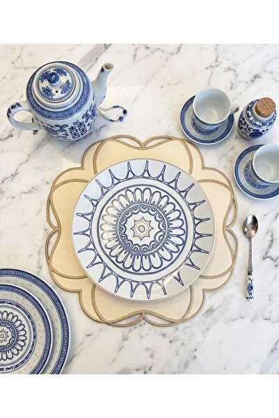 Denef Home Yonca Line Serviciu american cu două fețe, bej, 40 cm, rotund, 1 b...