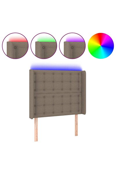 vidaxl Tăblie de pat cu LED, gri taupe, 83x16x118/128 cm, textil